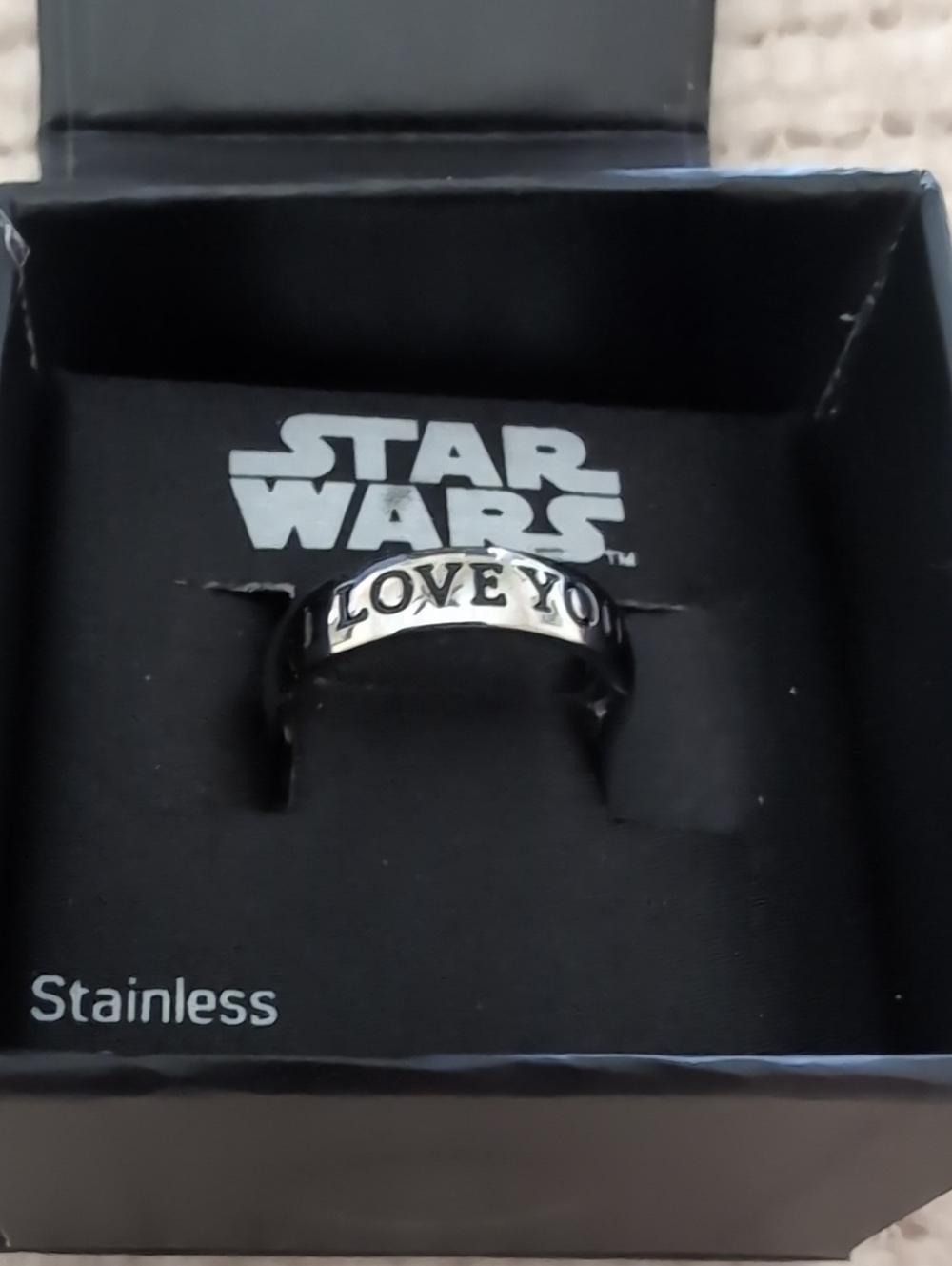 Star Wars Stainless Steel 'I Love You' Men's Ring - Silver